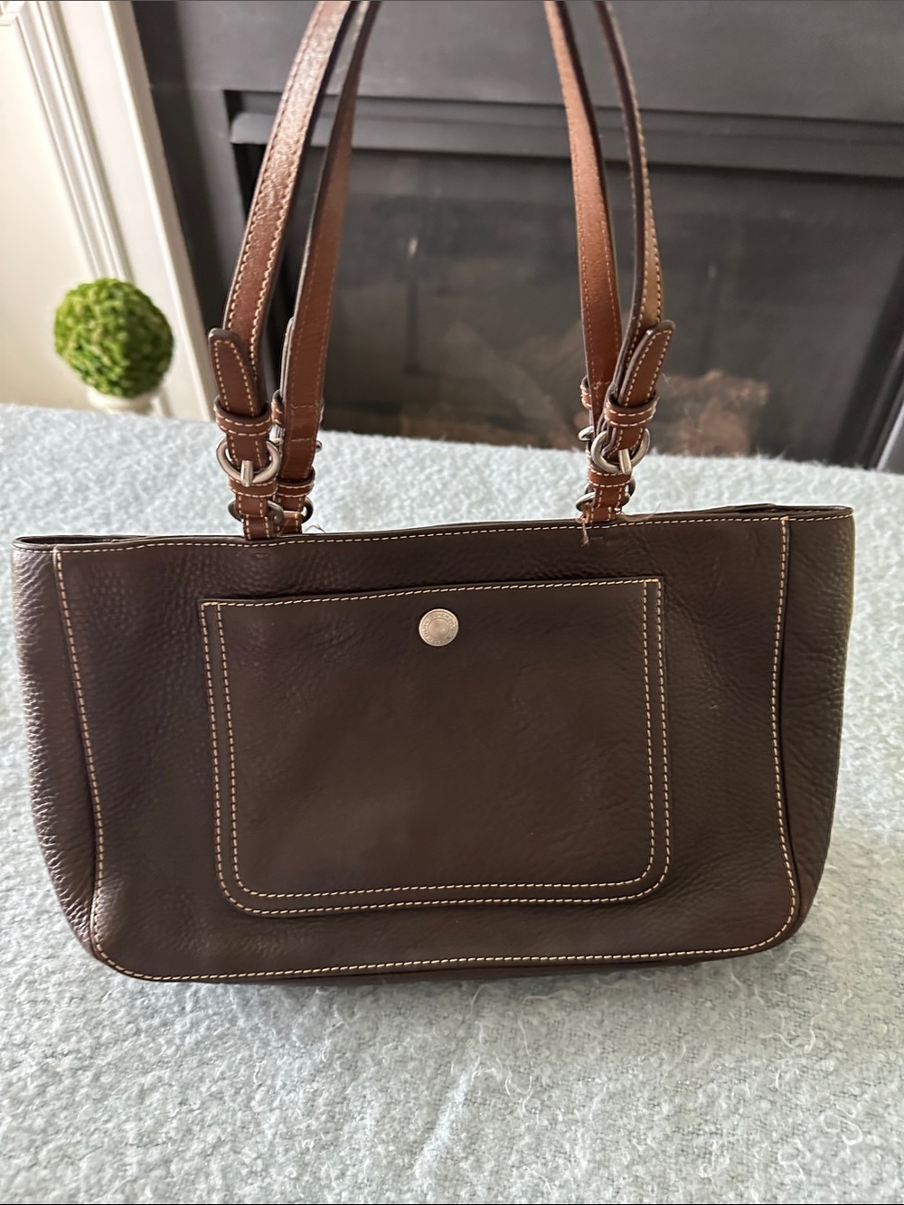 Y2K Vintage Coach Dark Brown Pebbled Leather Shoulder Bag